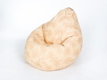Кресло-мешок Груша среднее, жаккард, бежевые листья в Тамбове