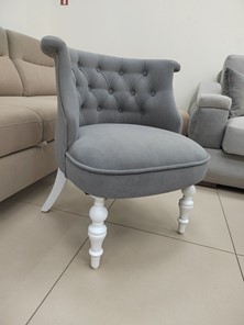 Кресло Бархат (серый бархат/белая эмаль), 000042564 в Тамбове
