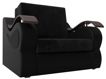 Кресло-кровать Меркурий (60), Черный\Черный (Велюр\Экокожа) в Тамбове