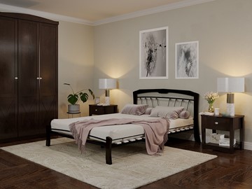 Кровать 2-спальная Муза 4 Лайт, 1600, черный/шоколад в Тамбове