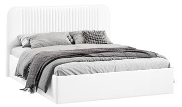 Кровать в спальню с подъемным механизмом с заглушиной Тиффани тип 1 (Экокожа белая Polo) в Тамбове