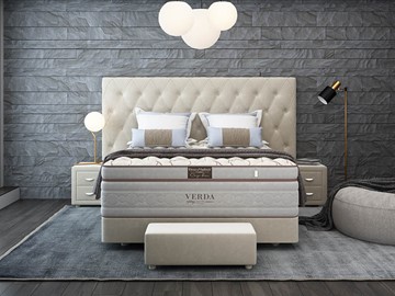 Спальная кровать Luxe/Podium M 160х200, Флок (Велсофт Бежевый) в Тамбове