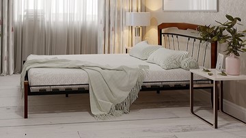 Спальная кровать Муза 4 Лайт, 1400, черный/махагон в Тамбове