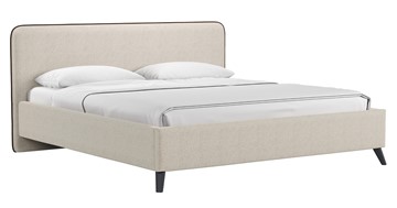 Двуспальная кровать с механизмом Миа, 180  Bravo white (светло-бежевый) / кант Лайт 10 Велюр (коричневый) + кроватное дно в Тамбове