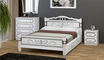 Кровать с выкатными ящиками Карина-5 (Белый Жемчуг) 160х200 в Тамбове