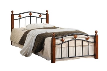 Кровать AT-126 дерево гевея/металл, 90*200 см (Single bed), красный дуб/черный в Тамбове