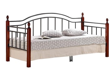 Односпальная кровать LANDLER дерево гевея/металл, 90*200 см (Day bed), красный дуб/черный в Тамбове