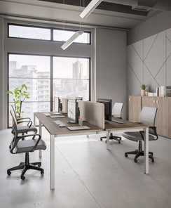 Комплект офисной мебели Комфорт КФ (дуб шамони темный) на белом металокаркасе в Тамбове
