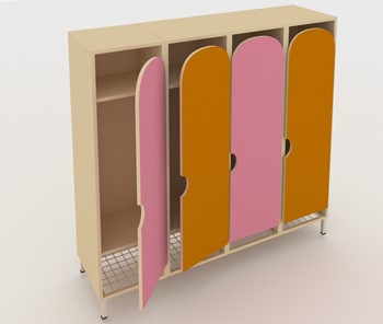 Распашной детский шкаф ШГС4 Беж + Розовый + Оранжевый в Тамбове