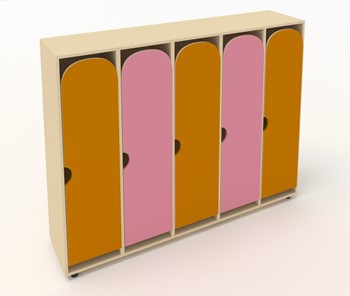 Распашной детский шкаф ШГ5У Беж+Оранжевый+Розовый в Тамбове
