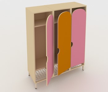 Распашной детский шкаф ШГС3 Беж + Розовый + Оранжевый в Тамбове