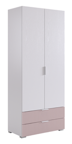 Шкаф двухдверный с ящиками Зефир 108.01 (белое дерево/пудра розовая (эмаль)) в Тамбове