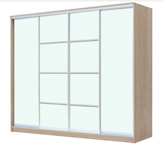 Шкаф 4-х дверный ХИТ 22-4-24/2-8888, с матовым стеклом, разделительные планки х2, Дуб сонома в Тамбове