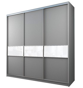 Шкаф 3-х дверный MAX МШ-27-6-24-999, Профиль Серебро/Цвет Серый/с белой пленкой Oracal в Тамбове