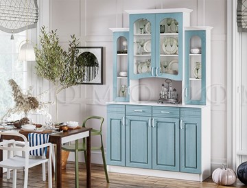 Кухонный шкаф Констанция 4-х створчатый, голубой в Тамбове