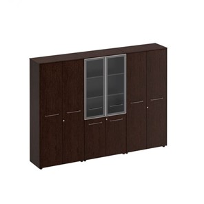 Шкаф комбинированный высокий (закрытый-стекло-одежда) Reventon (МЕ 376), венгк темный (274х46х196) в Тамбове