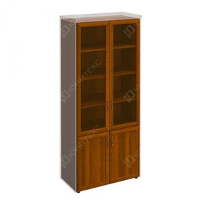 Шкаф для документов со стеклянными дверьми в рамке Мастер, темный орех (90х45х208) МТ 379 в Тамбове