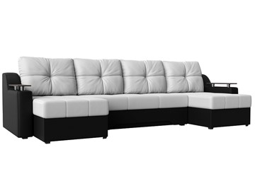 П-образный диван Сенатор, Белый/Черный (Экокожа) боннель в Тамбове