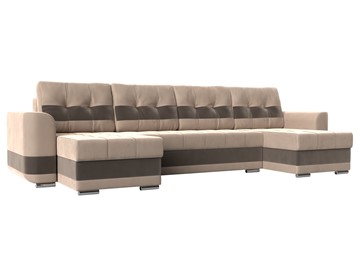 П-образный диван Честер, Бежевый/коричневый (велюр) в Тамбове