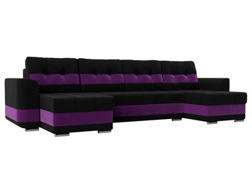 П-образный диван Честер, Черный/фиолетовый (вельвет) в Тамбове