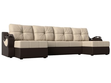 П-образный диван Меркурий П, Бежевый/коричневый (экокожа) в Тамбове