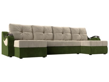 П-образный диван Меркурий П, Бежевый/зеленый (вельвет) в Тамбове