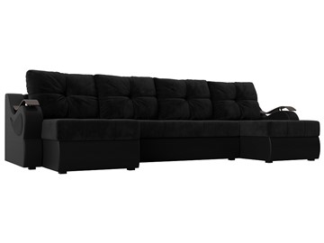 П-образный диван Меркурий П, Черный\Черный (Велюр\Экокожа) в Тамбове