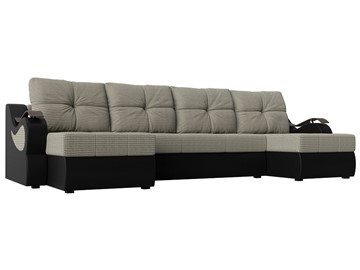 П-образный диван Меркурий П, Корфу 02 (рогожка)/черный (экокожа) в Тамбове