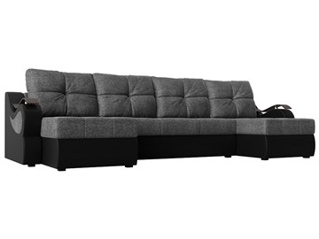 П-образный диван Меркурий П, Серый/черный (рогожка/экокожа) в Тамбове