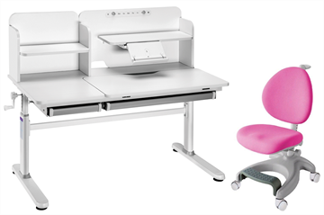 Комплект парта + кресло Iris II Grey + Cielo Pink + чехол для кресла в подарок в Тамбове