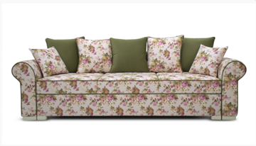 Прямой диван Ameli (Arcadia rose+shaggy green+glance bone) в Тамбове