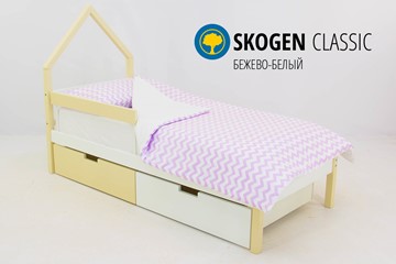 Кровать-домик в детскую мини Skogen бежево-белый в Тамбове - предосмотр