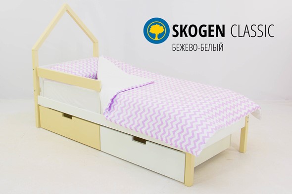 Кровать-домик в детскую мини Skogen бежево-белый в Тамбове - изображение