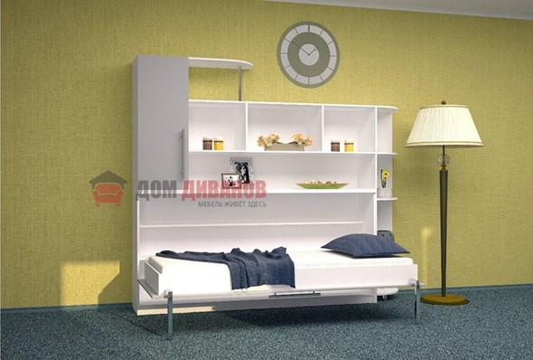Детская кровать-шкаф Горизонтальная в серых тонах, Белый шагрень/Алюминий (900х2000) в Тамбове - изображение