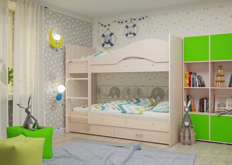 Двухэтажная кровать Мая на щитах, цвет Млечный дуб в Тамбове - изображение 2