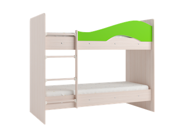 Двухъярусная детская кровать Мая на щитах со шкафом и ящиками, корпус Млечный дуб, фасад Салатовый в Тамбове - предосмотр 3
