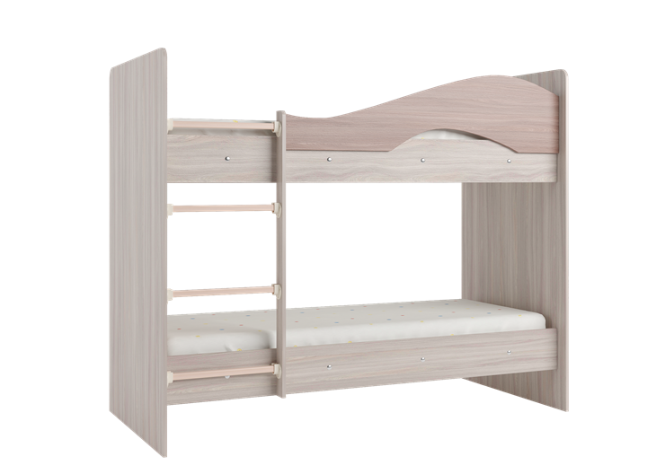 Двухэтажная детская кровать Мая на щитах со шкафом и ящиками, корпус Шимо светлый, фасад Шимо темный в Тамбове - изображение 3