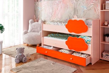 Двухъярусная детская кровать Соник 1.6 с ящиком, Оранжевый в Тамбове