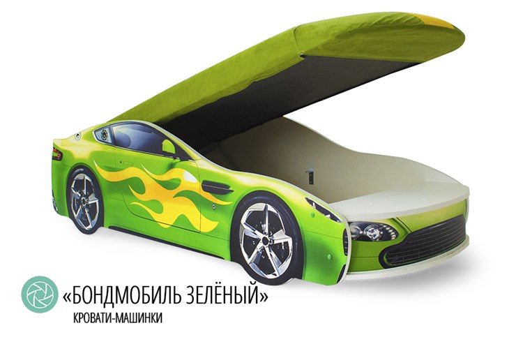 Кровать-машина в детскую Бондимобиль зеленый в Тамбове - изображение 1