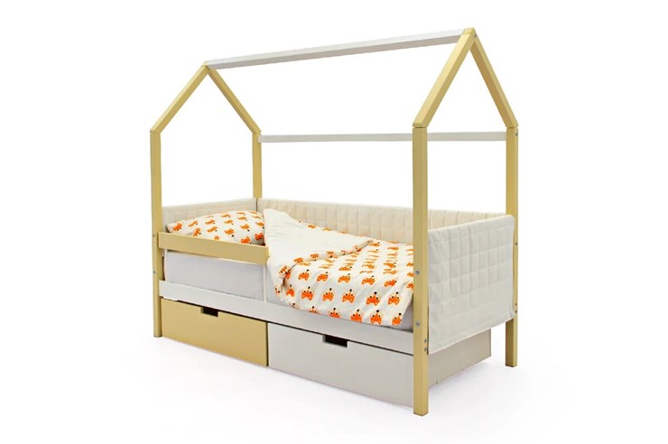 Кровать-домик детская «Svogen бежево-белый» мягкая в Тамбове - изображение 4
