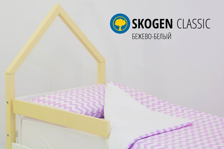 Кровать-домик в детскую мини Skogen бежево-белый в Тамбове - изображение 3