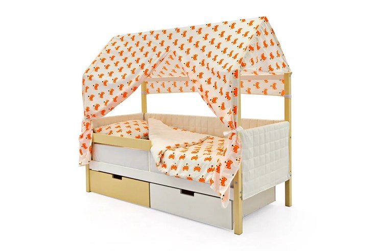 Кровать-домик детская «Svogen бежево-белый» мягкая в Тамбове - изображение 1