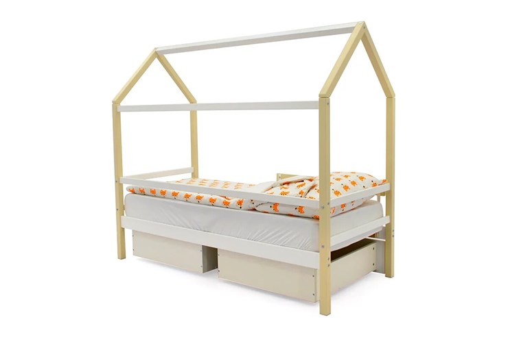 Детская кровать-домик Svogen бежево-белый в Тамбове - изображение 4