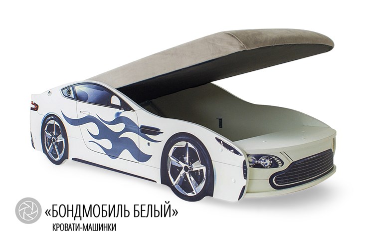 Кровать-машина в детскую Бондимобиль белый в Тамбове - изображение 1