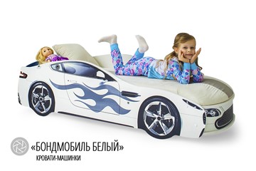 Кровать-машина в детскую Бондимобиль белый в Тамбове - предосмотр 2