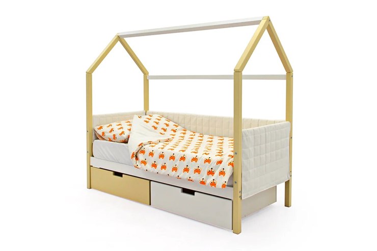 Кровать-домик детская «Svogen бежево-белый» мягкая в Тамбове - изображение 3