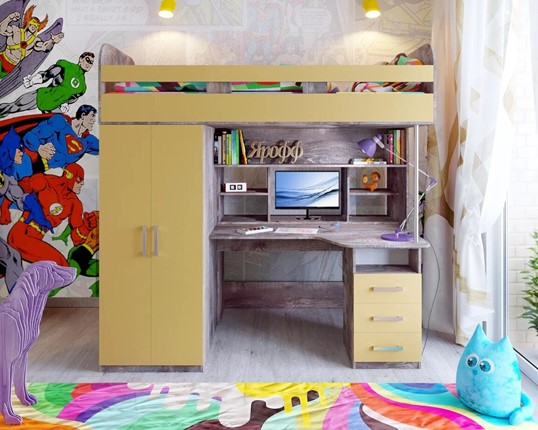 Кровать-чердак в детскую Аракс, каркас Бетон, фасад Зира в Тамбове - изображение