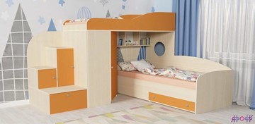 Детская кровать-шкаф Кадет-2, корпус Дуб, фасад Оранжевый в Тамбове