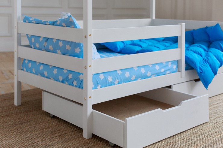 Кровать детская Домик с ящиками, цвет белый в Тамбове - изображение 3