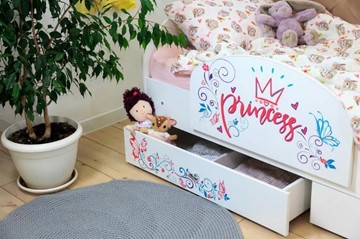 Детская кровать с ящиками Эльза с бортиком, Розовый (латы) в Тамбове - предосмотр 2